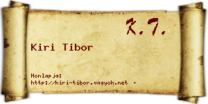 Kiri Tibor névjegykártya